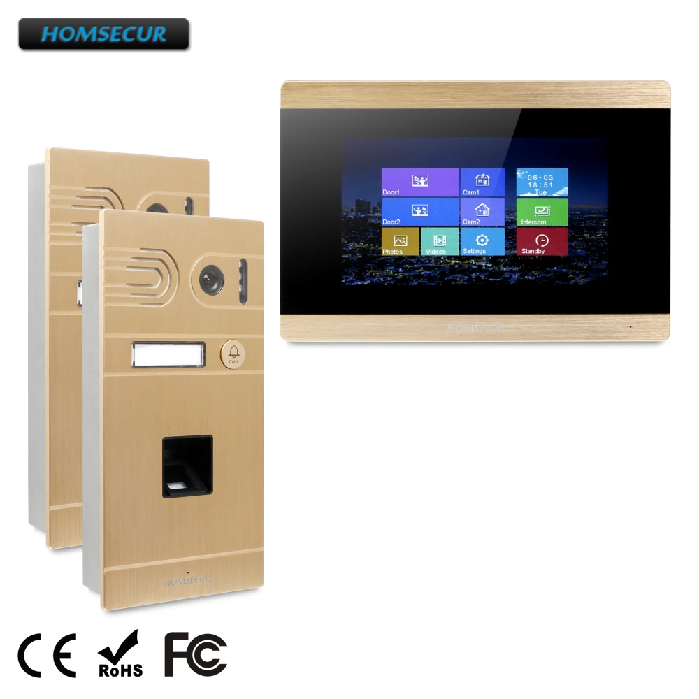 

HOMSECUR 7" Hands-free Video Door Entry Security Intercom+Aluminium Alloy Camera BC061-G+BM715-G