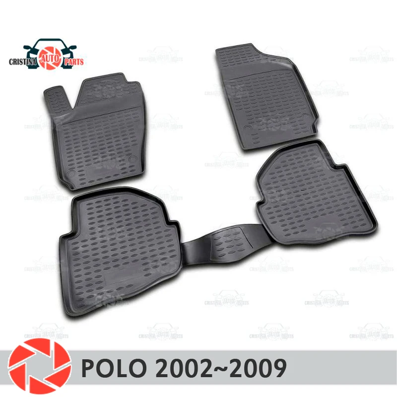 Коврики для Volkswagen Polo 2002~ 2009 Нескользящие полиуретановые грязеотталкивающие аксессуары для салона автомобиля
