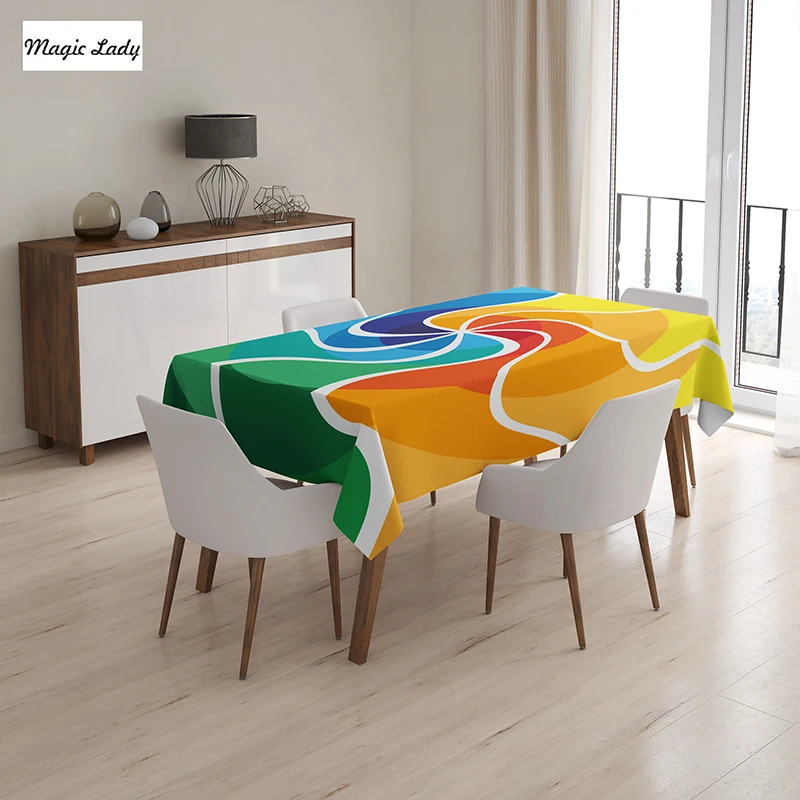 Rainbow tablecloth Round Cover Waterproof Table rectangular wedding
