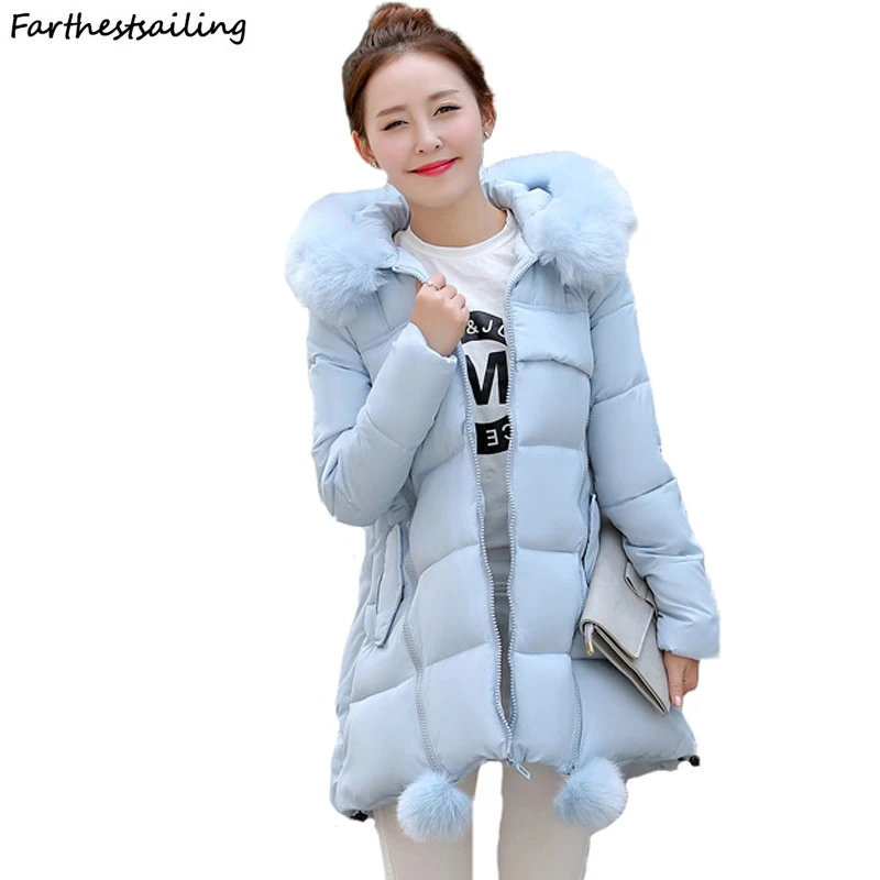

2018 Winter Women Hooded Coat Fur Collar Thicken Warm Long Jacket Female Plus Size S-6XL Outerwear Parka Ladies Chaqueta Feminin