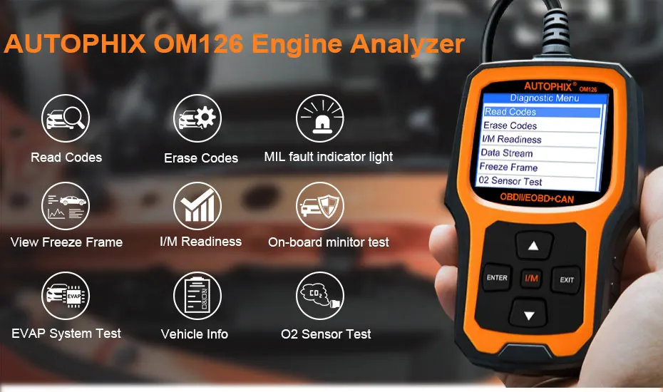 Autophix Om126 полный OBD2 сканер OBD 2 диагностический инструмент ремонт Автомобильный сканер анализатор двигателя для диагностики автомобиля