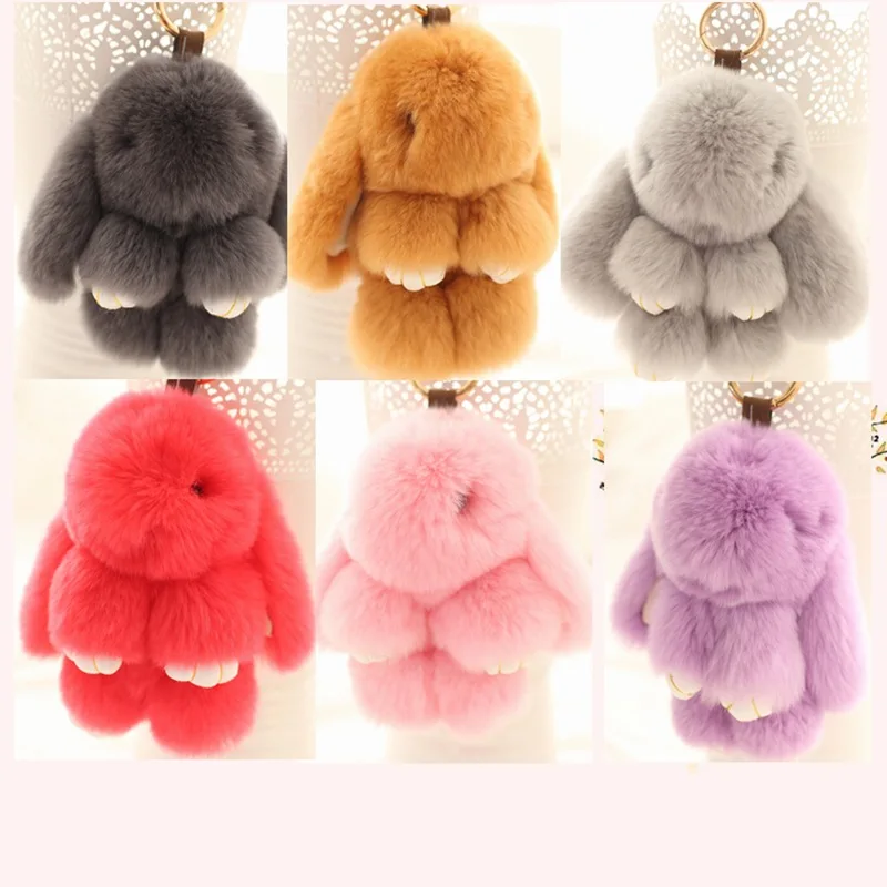 

Kawaii Plush Toy Animal Rabbit Cute key-chain Fluffy Fur Hanging Pendant Lovely Dead Rabbit Animal Toy Gift For Girls