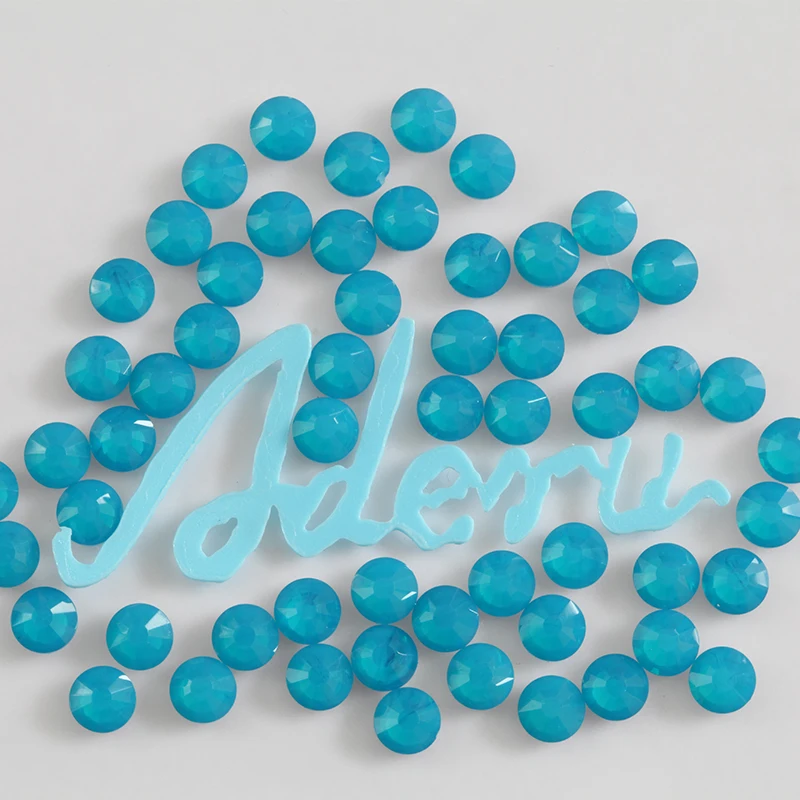 

aderu caribbean blue opal 726 super shiny lead free crystal hot fix rhinestone for nail ornament garment shoe scarf phone car