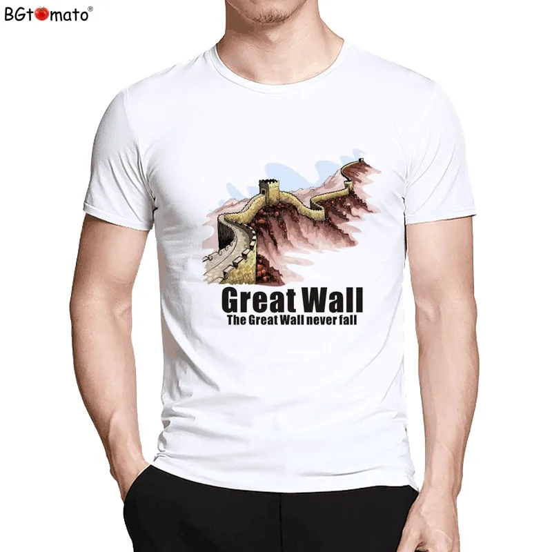 

BGtomato Great Wall shirt New style creative design compression shirt Hot sale brand new cool t-shirt men fashion new t-shirt