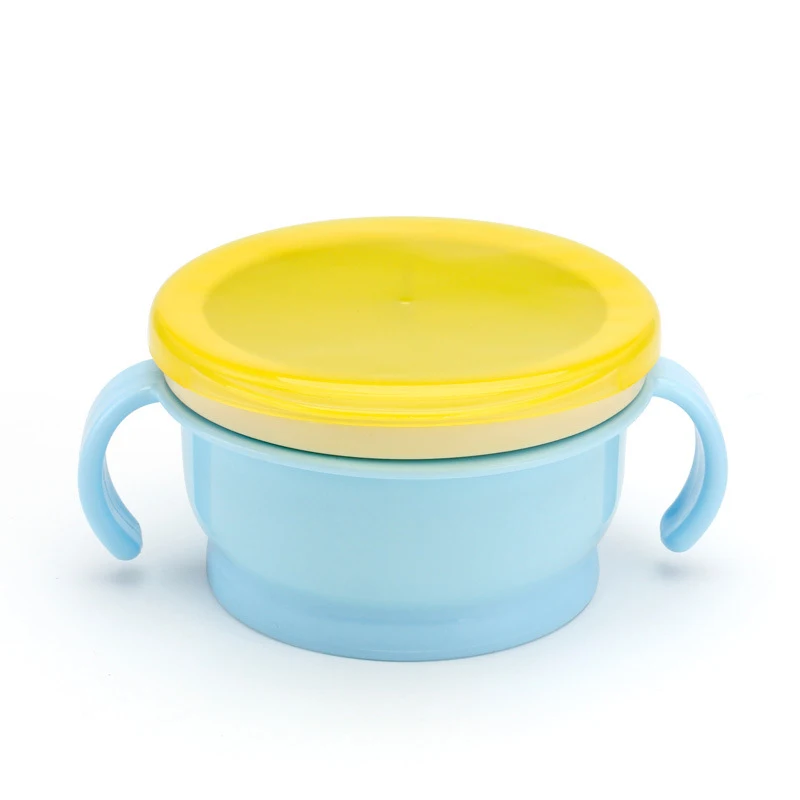 Baby 360 Rotate Spill-Proof Bowl Feeding Food Snack Dishes Tableware Container With Cover & Handle (2)
