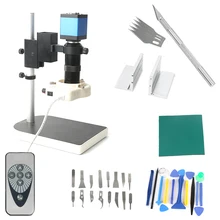 Двойной дисплей Выход новейший 14MP 1080 P HDMI VGA промышленный видео микроскоп камера наборы Ремонтный комплект 130X c-крепление для ремонта телефона