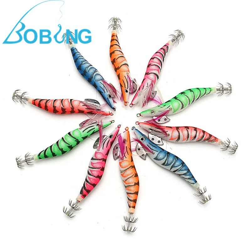 

Bobing 10Pcs #3.5 3.5G Egi Squid Jigs Fishing Lure Shrimp Prawn Flick Bait Spinners Stainless Steel Hooks Tackle Accessories