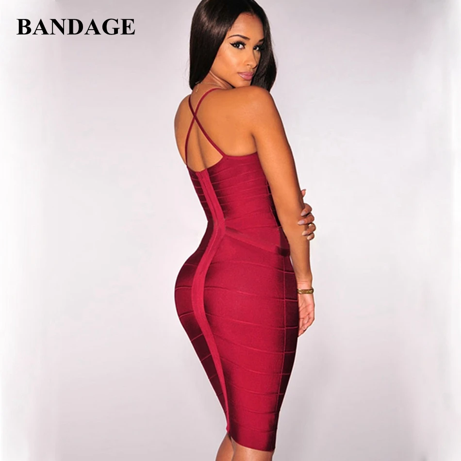 

Summer Sexy Deep V Neck Bandage Dress Sleeveless Cross Backless Midi Dresses Celebrity Party Club Sexy Spaghetti Strap Vestido