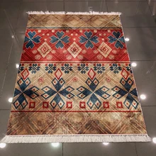 Турецкое традиционное этническое Аутентичное коричневое синее красное 3d противоскользящее микроволокно моющееся декоративное килим ковер