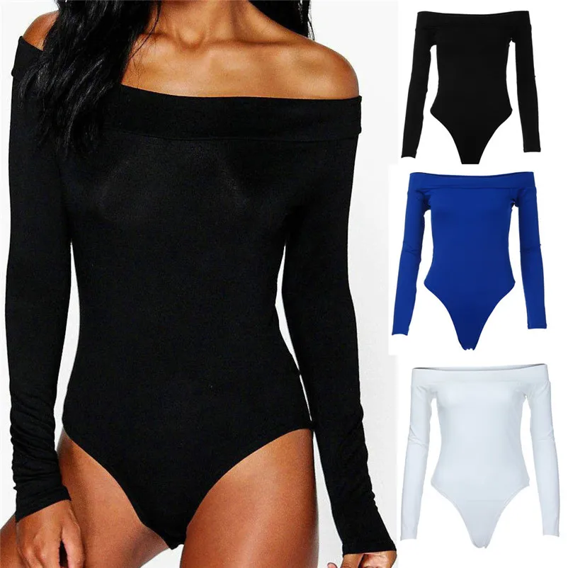 Fashion summer jumpsuit woman 2018 Solid Off Shoulder Tops Long Sleeve Sexy Jumpsuit Bodysuits pantaloni siamesi A02#N (11)
