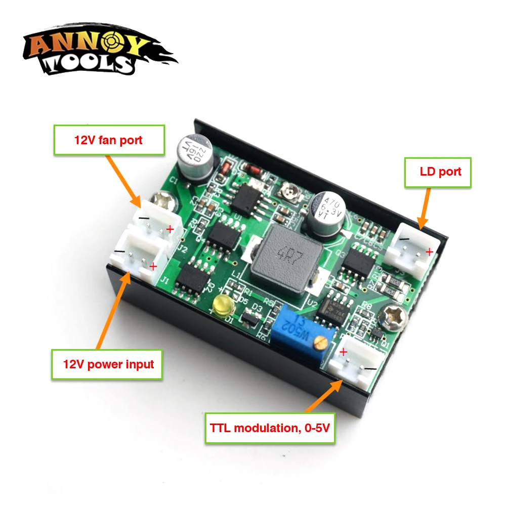 

5A 1W-5.5W 405nm/450nm Blue Laser Diode LD Driver Board 12V Step-down Constant Current Drive Circuit Of 3D Painter 150KHZ