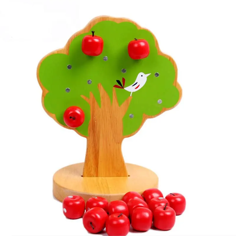  Baby Wooden Montessori Toys Mini Apple Tree Gift For Children Blocks Magnetic Mathematics Early Chi - 32918707504