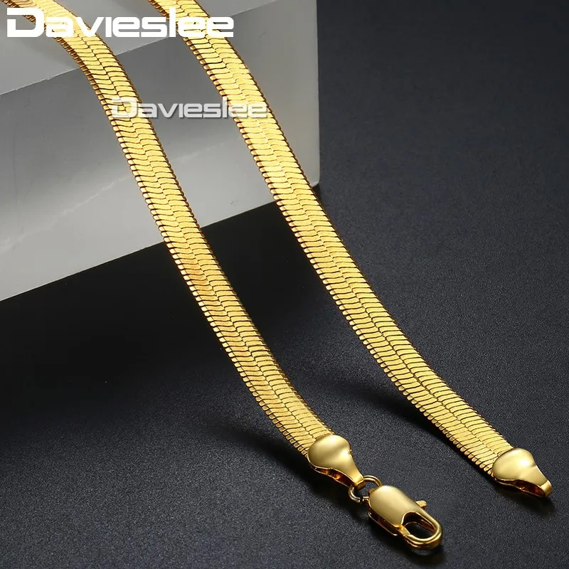 Men's Gold Necklace Snake Herringbone Chain for Men Gold Filled Gift