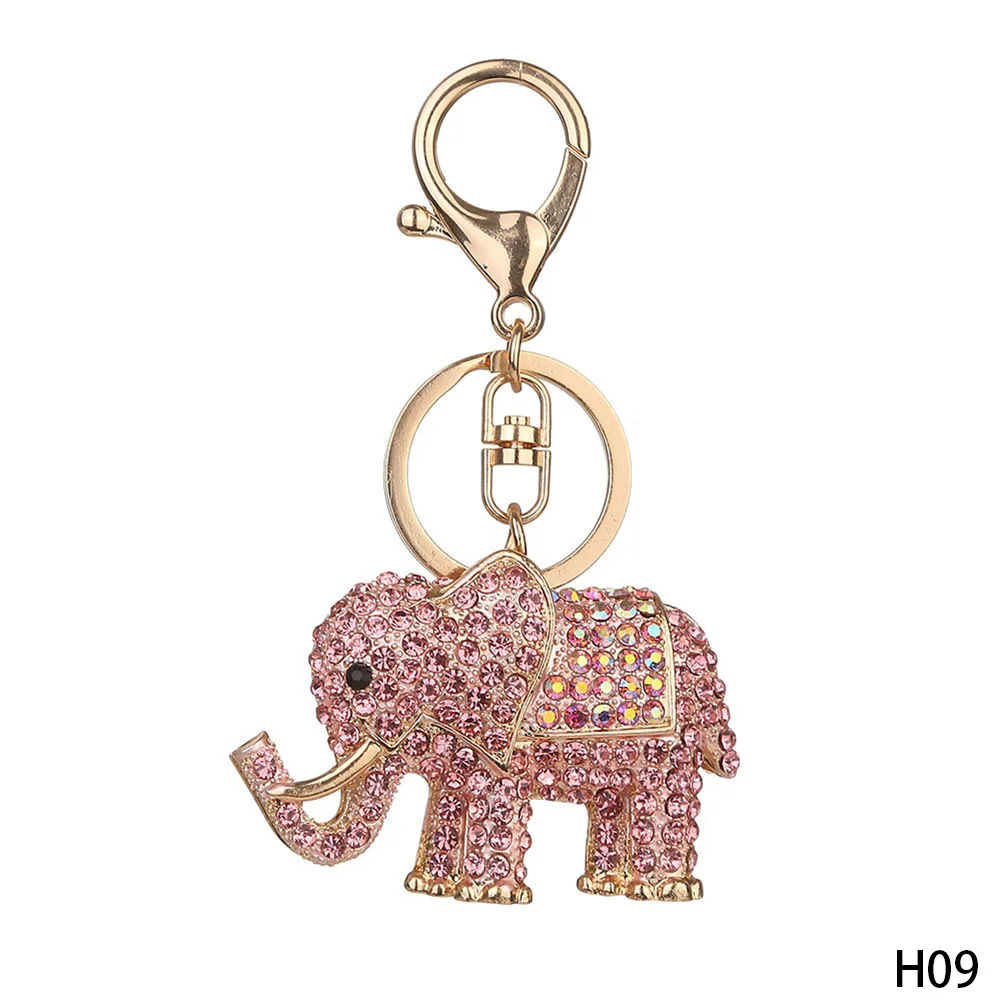

zheFanku Cute Puppy Dachshund Elephant Keychain Rhinestone Keychain Key Holder For Lady Girls Bag Pendant Lovely Animal Keyring