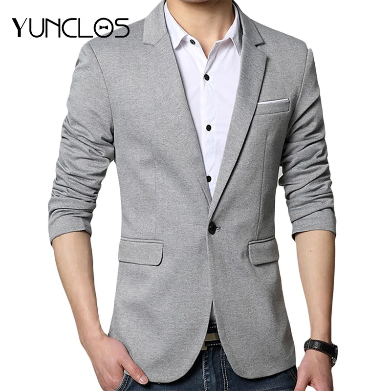 

YUNCLOS 2019 Spring Autumn Men's Blazer Casual Slim Fit Jackets Solid Color Men Blazer Jackets High Quality Terno Masculino