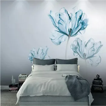 

Simple blue background wall professional custom high-end mural factory wholesale wallpaper mural photo wall