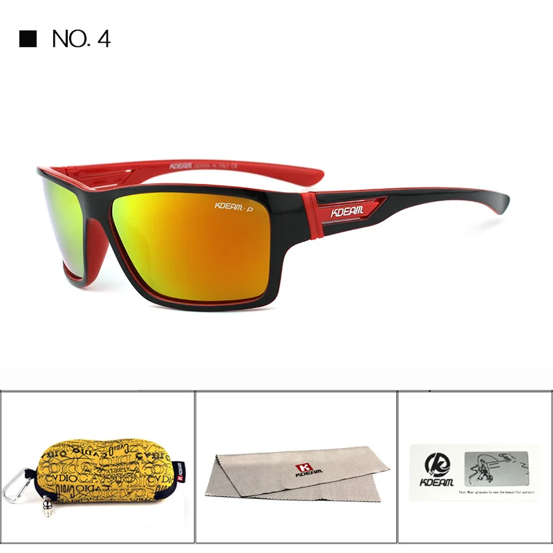 KDEAM брендовые солнцезащитные очки мужские спортивные солнцезащитные очки женские поляризованные зеркальные линзы zonnebril mannen 7 цветов UV400 С жесткий чехол KD510 - Цвет линз: C4