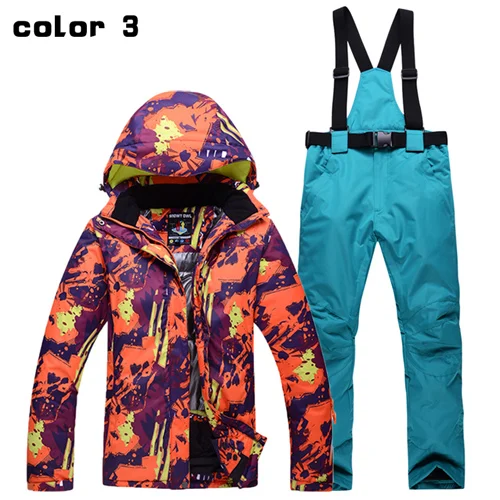 Открытый Теплый ансекс лыжный костюм наборы куртка водонепроницаемый ветрозащитный дышащий альпинистский горный Зимний Открытый Сноубординг лыжный костюм - Цвет: jacket and pant