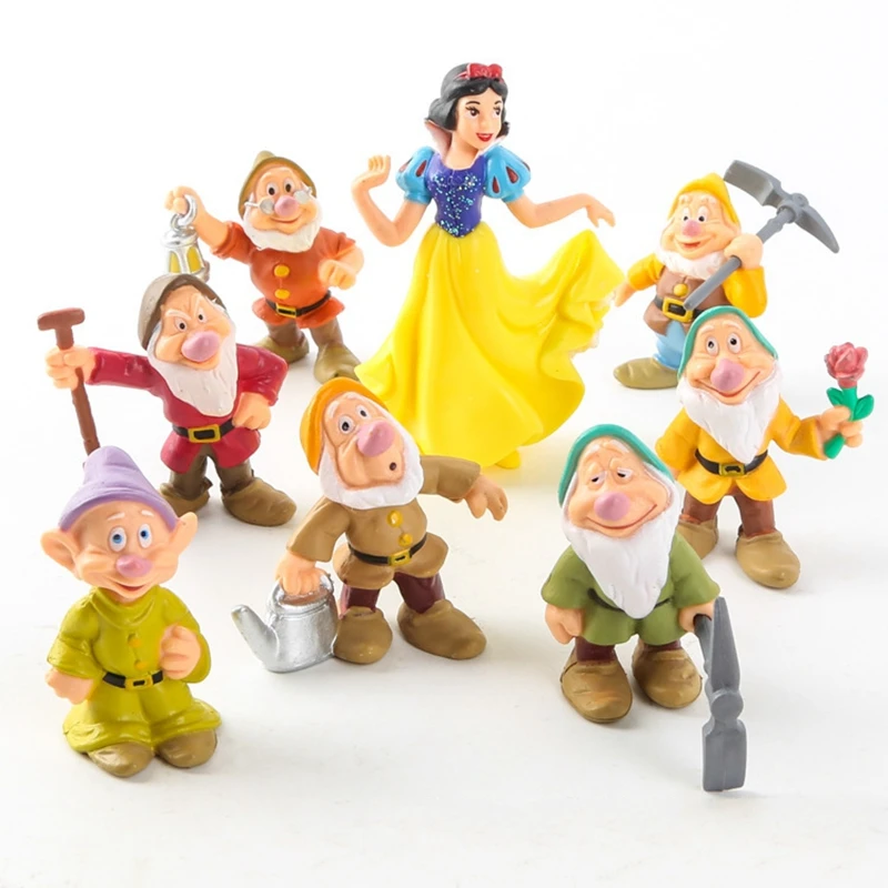 

8Pcs/set Snow Princess the Seven Dwarfs Action Figure Toys 5-9cm Princess PVC dolls collection toys for children's gift