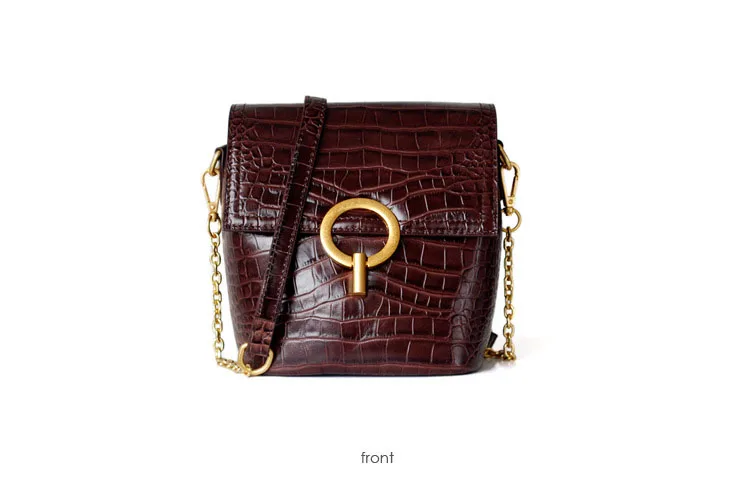 Nuleez crocodilo padrão real couro bolsa feminina