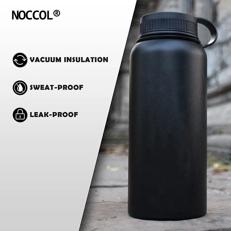 NOCCOL 32oz черная Вакуумная бутылка для воды Экологичная уличная изоляция напитков