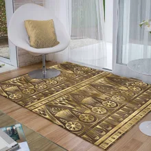 Else Коричневый Золотой Желтый Египетский геометрический этнический 3d принт Нескользящая микрофибра для гостиной декоративный современный моющийся коврик
