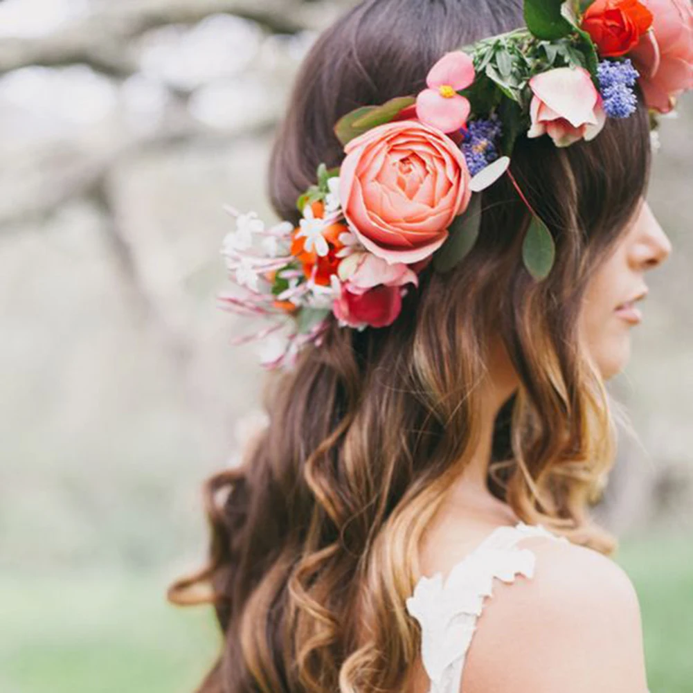 

Girls Ladies Boho Floral Garland Hairband Headband Bride Wedding Hair Wreaths