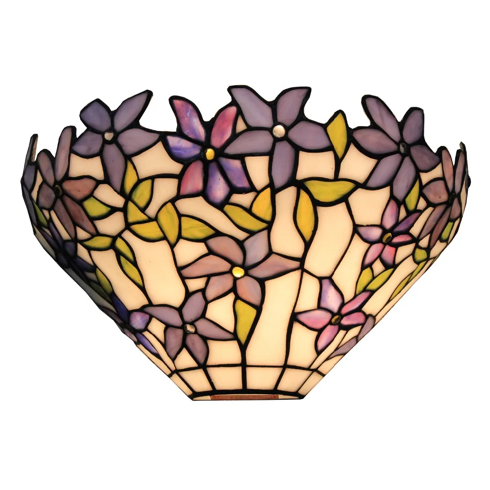 

Stained Glass 1-Light Flower Wall Lamps & Sconces with 12-Inch Width Glass Lampshade