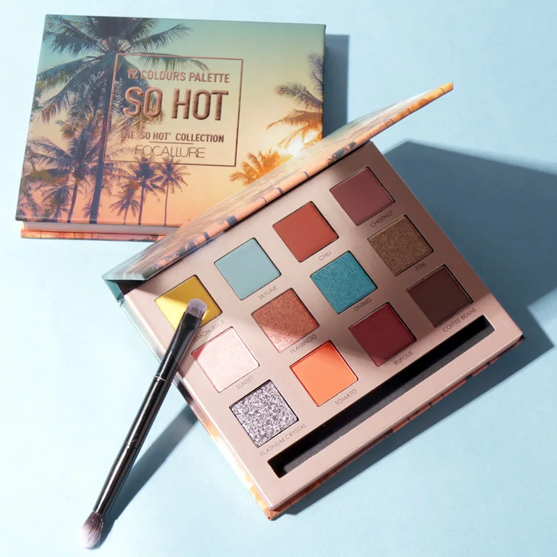 

FOCALLURE 12-Colors Eyeshadow Palette Makeup with 1pc Eye Brush EyeShadow Matte Shimmer Makeup Glitter Pigment Eye Makeup TSLM2