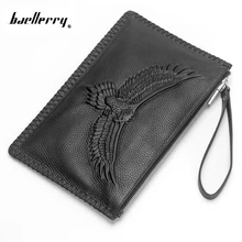 Мужские кошельки Baellerry на молнии с сумкой для телефона, винтажный клатч из натуральной кожи, Длинные кошельки, мужские кошельки большой вместимости
