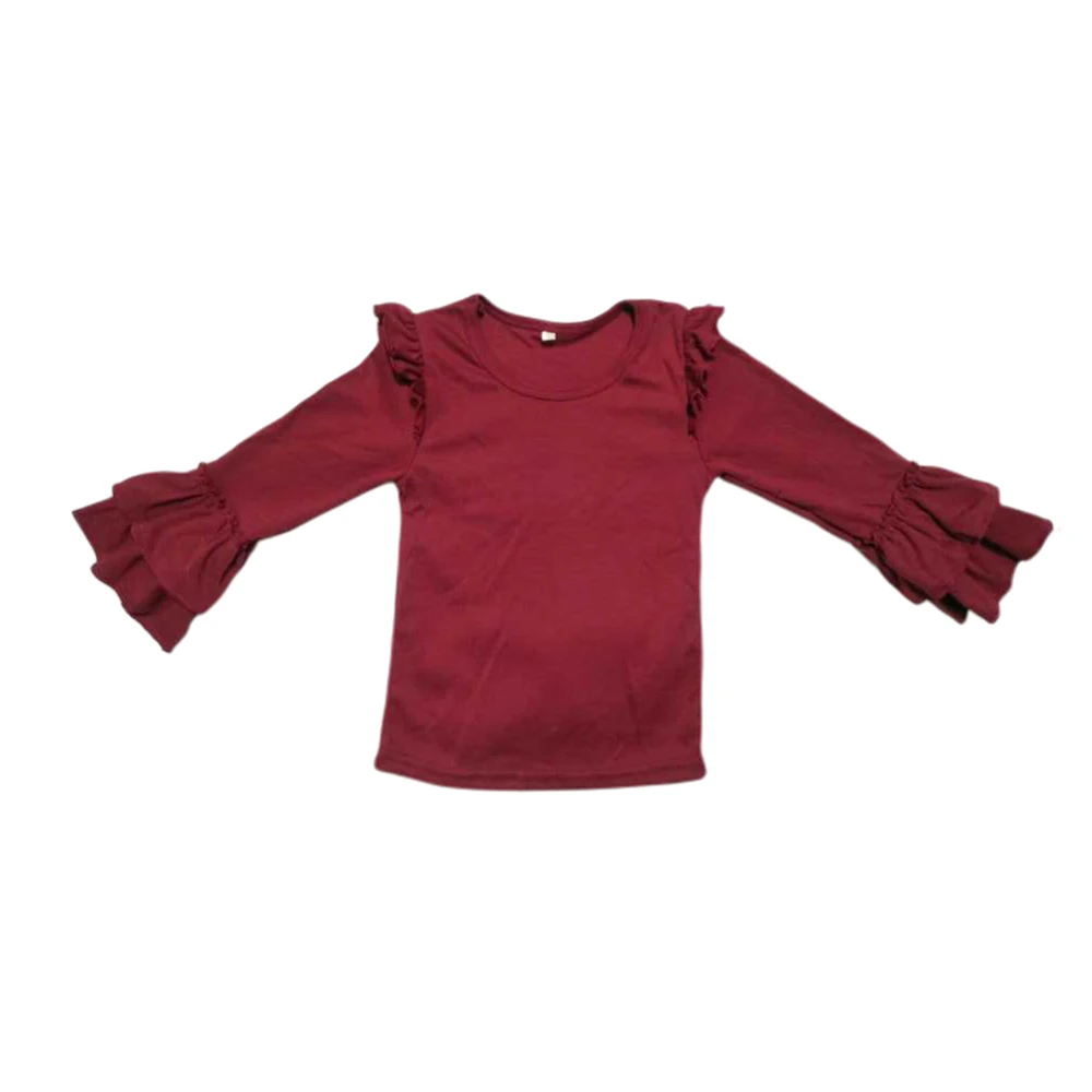 

Children's Girls Tops Long Sleeve He Yebian Wine Red Solid Color Fashion Children's Clothing yll
