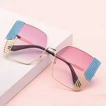 Винтажные Солнцезащитные очки женские с металлической оправой негабаритных полых квадратных Женские темные очки UV400 дизайнерские Роскошные брендовые модные очки oculos