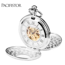 Карманные механические часы с полностью металлическим алхимиком, скелет, карманные часы для мужчин, стимпанк, ожерелье, брелок, часы с цепочкой, серебро