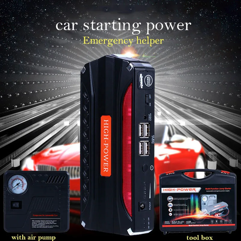 

68800mAh 12V Emergency Starting Device Portable Car Jumper Starter 600A Petrol Diesel Car Charger starting power with air pump