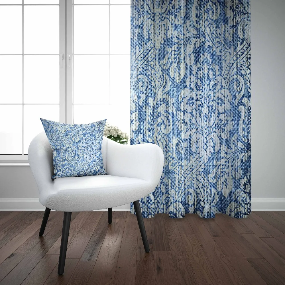 Best Else Blue White Authentic Vintage Ottoman Retro 3D Print Living Room Bedroom Window Panel Curtain Combine Gift Pillow Case