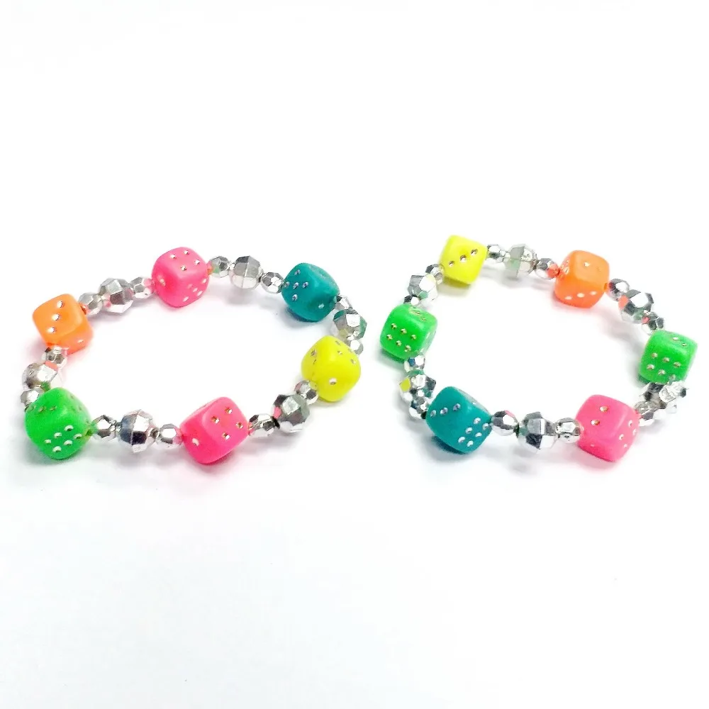 

5 pcs Girls kids dice shape silver Bracelet 002 Toys Princess Gift Pinata Loot Fillers Favors Novelty Birthday Party Favour