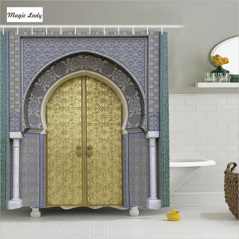 Shower Curtain Door Bathroom Accessories Antique Moroccan Gate Carved
