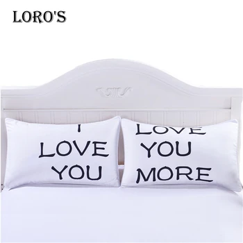 

Romantic I LOVE YOU Pillow Case White Couple Lovers Gift Pillow Throw Pillowcases Home Beddroom Two Pair Pillows Bedding Set
