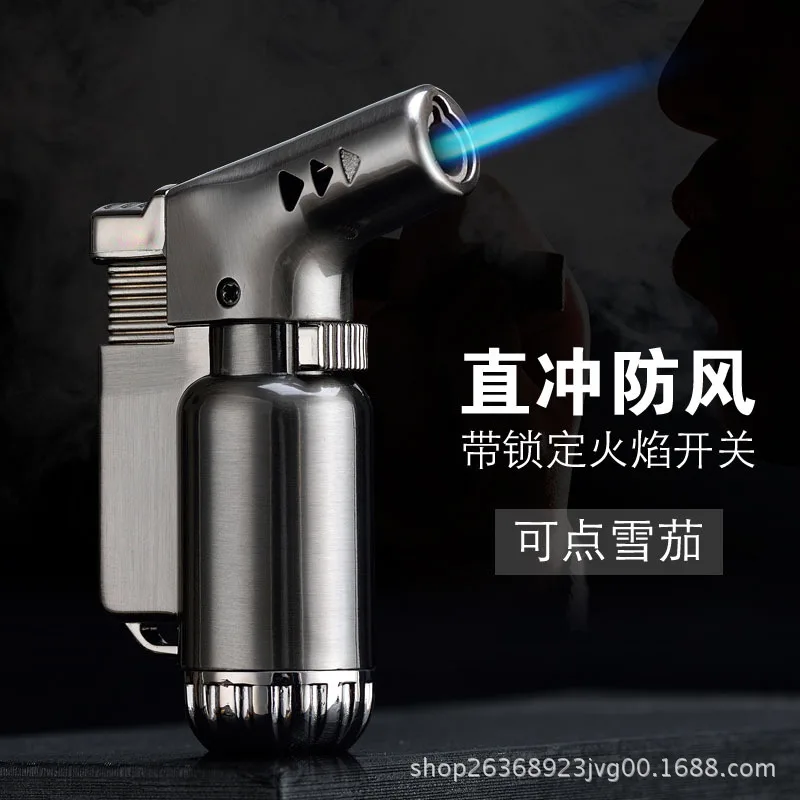 

Creative Blue Flame Windproof Cigar Lighter Fluid Jet Butane Welding Gun Metal Spray Gun Torch Lighter