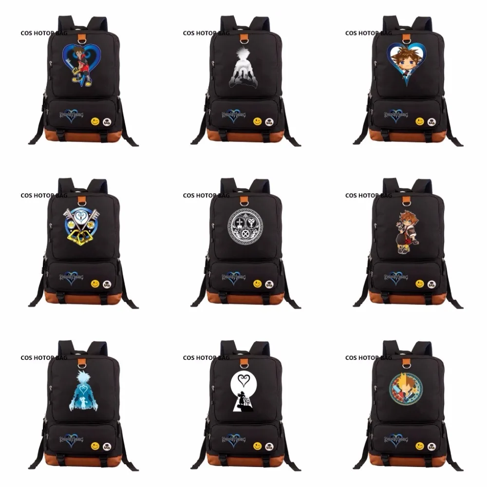 

2018 New backpack Kingdom Hearts Shoulder Backpack Travel Mochila Rucksack School Bag Teenagers Canvas bookbag 23 style