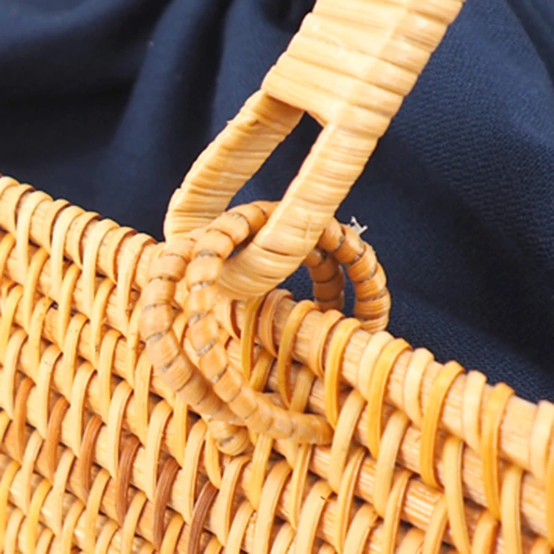 Women Straw Bags Female Summer Beach Weave Handbag Lady Handmade Bamboo Vintage Bag Portable Retro Lining Bag Tote SS3145 (2)