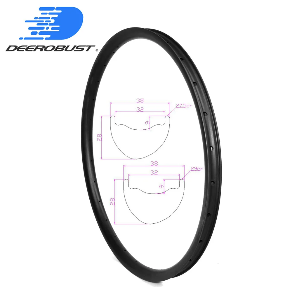 

29er 29 inch 29" 27.5er 650B Asymmetric Mountain Bike Carbon Rims 28mm x 38mm Enduro AM Bicycle Wheel Hookless Tubeless UD 3K