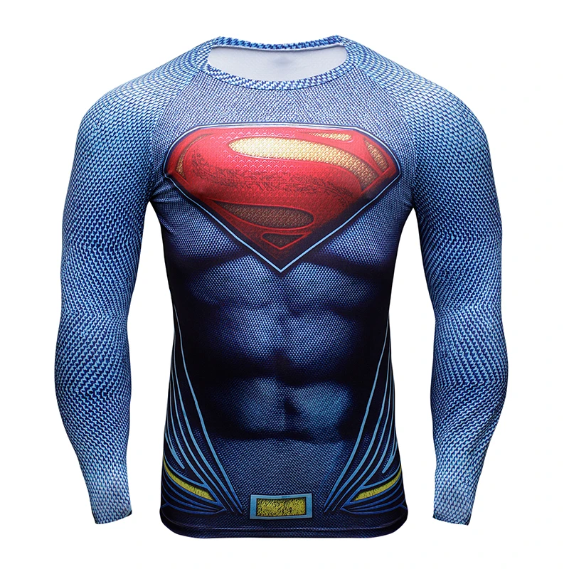 

Hot Sale 3D Superman/Batman/Spiderman/Deadpool Men T Shirt Fashion Anime Fitness Exercise T-Shirt Long Sleeve Compression Shirt