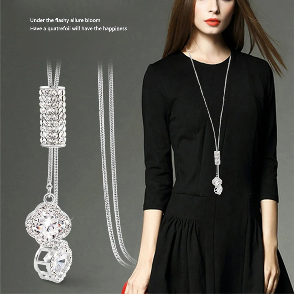 2018 HOT Simulated Crystal Long Sweater Chain Circles Necklace Vintage Accessary Collares Statement Jewlery | Украшения и