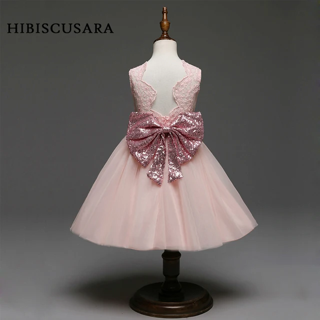 Pink Sequin Flower Girl Dress