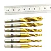 6 uds Hss6542 combinación taladro tornillo 1/4 grifo vástago hexagonal mano de la máquina de grifos de titanio M3 M4 M5 M6 M8 M10 grifo avellanador para perforar ► Foto 1/3