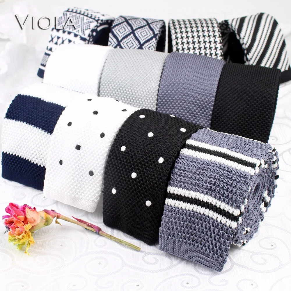Knit Necktie Striped Solid Dot Weave Skinny Tie For Men Tuxedo Suit Gift Accessory neck tie