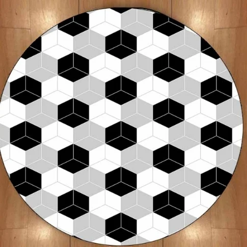 Геометрические 3d Нескользящие круглые ковры из микрофибры в виде кубиков для