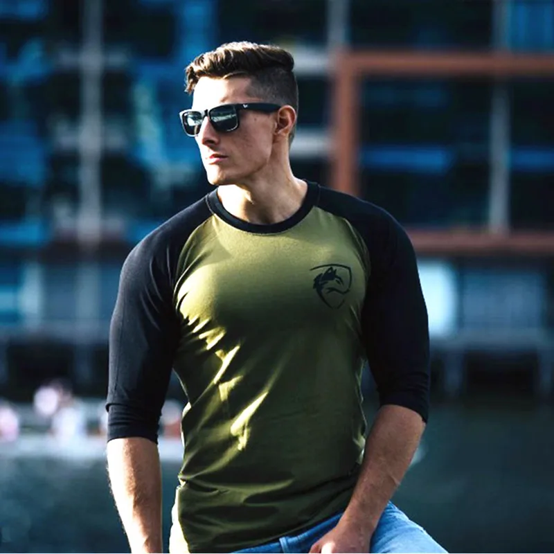 Download 2018 New autumn men 3/4 Sleeve t shirt cotton raglan ...