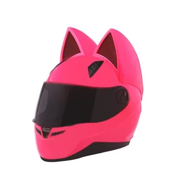 

Pink Cat Helmet Motorcycle Helmet NITRINOS Women Personality Full Face Safety Helmet Motocross Helmet Capacetes Dot Certificate